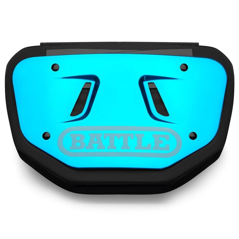 Battle Sports Chrome Football Back Plate â€“ Hard Shell Lower Back Protector with Contoured Foam for High-Impact Protection - Adult, Blue/White Chrome - Image 2